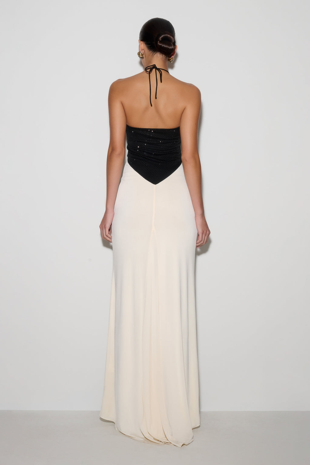 Hien Sequin Halter Langrok - Swart/Ivoor