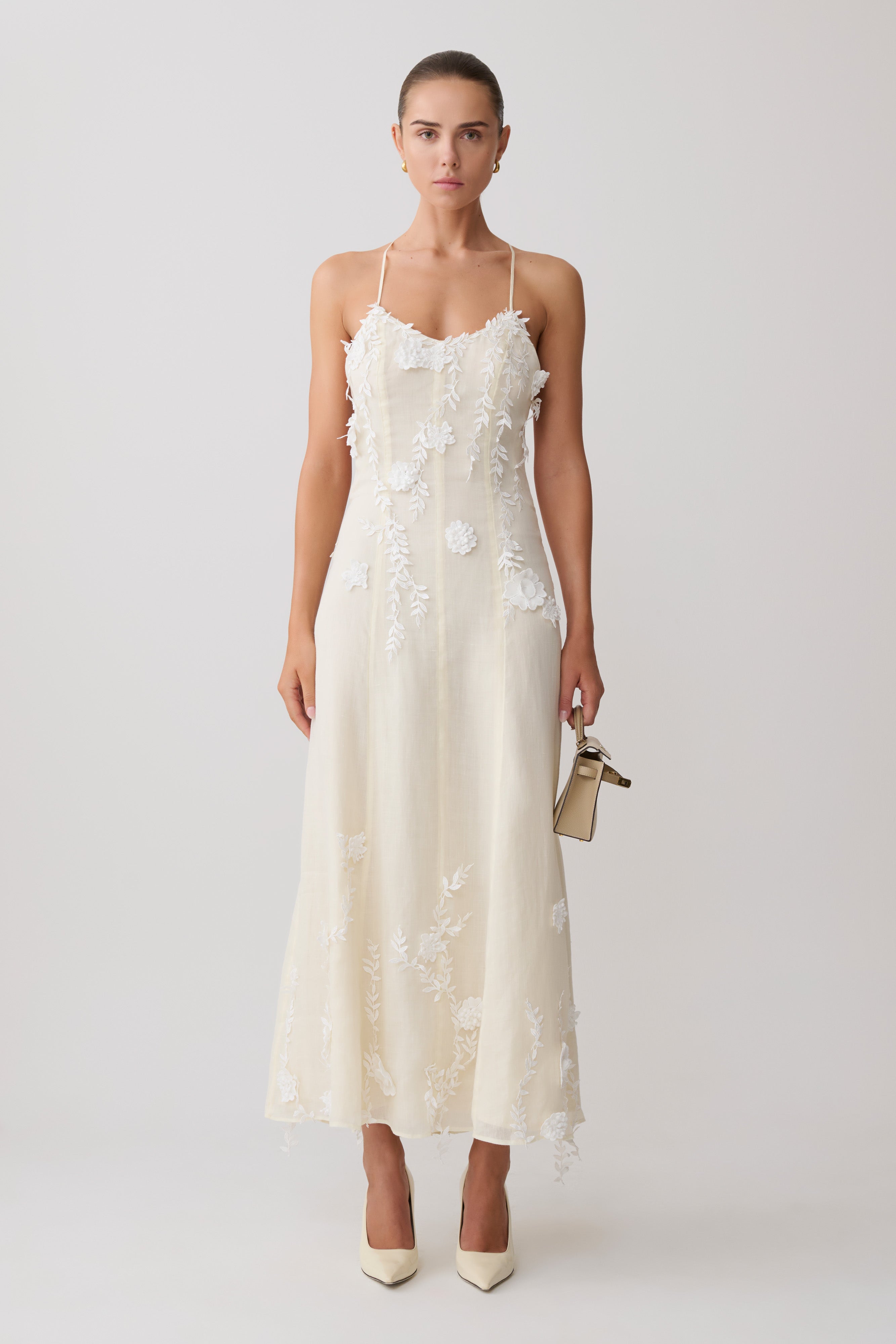 Odette Blomme Kant Midi Rok - Karringmelk