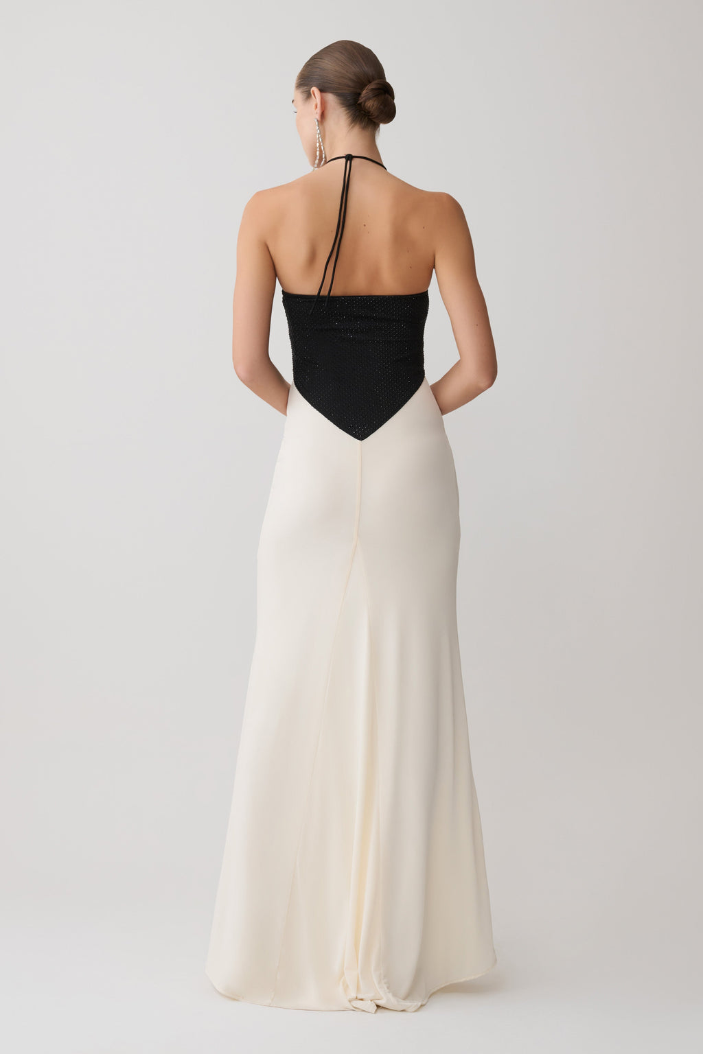 Hien Sequin Halter Langrok - Swart/Ivoor