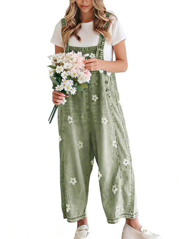 Azuria Everyday Floral Denim Overalls