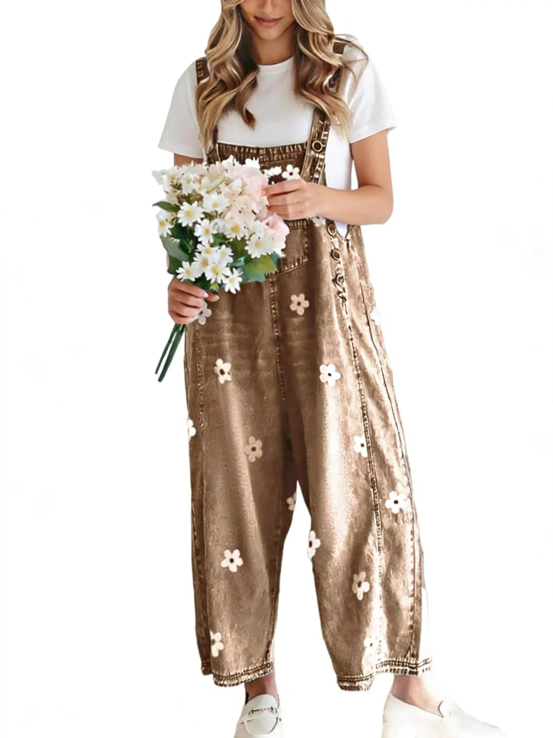 Azuria Everyday Floral Denim Overalls