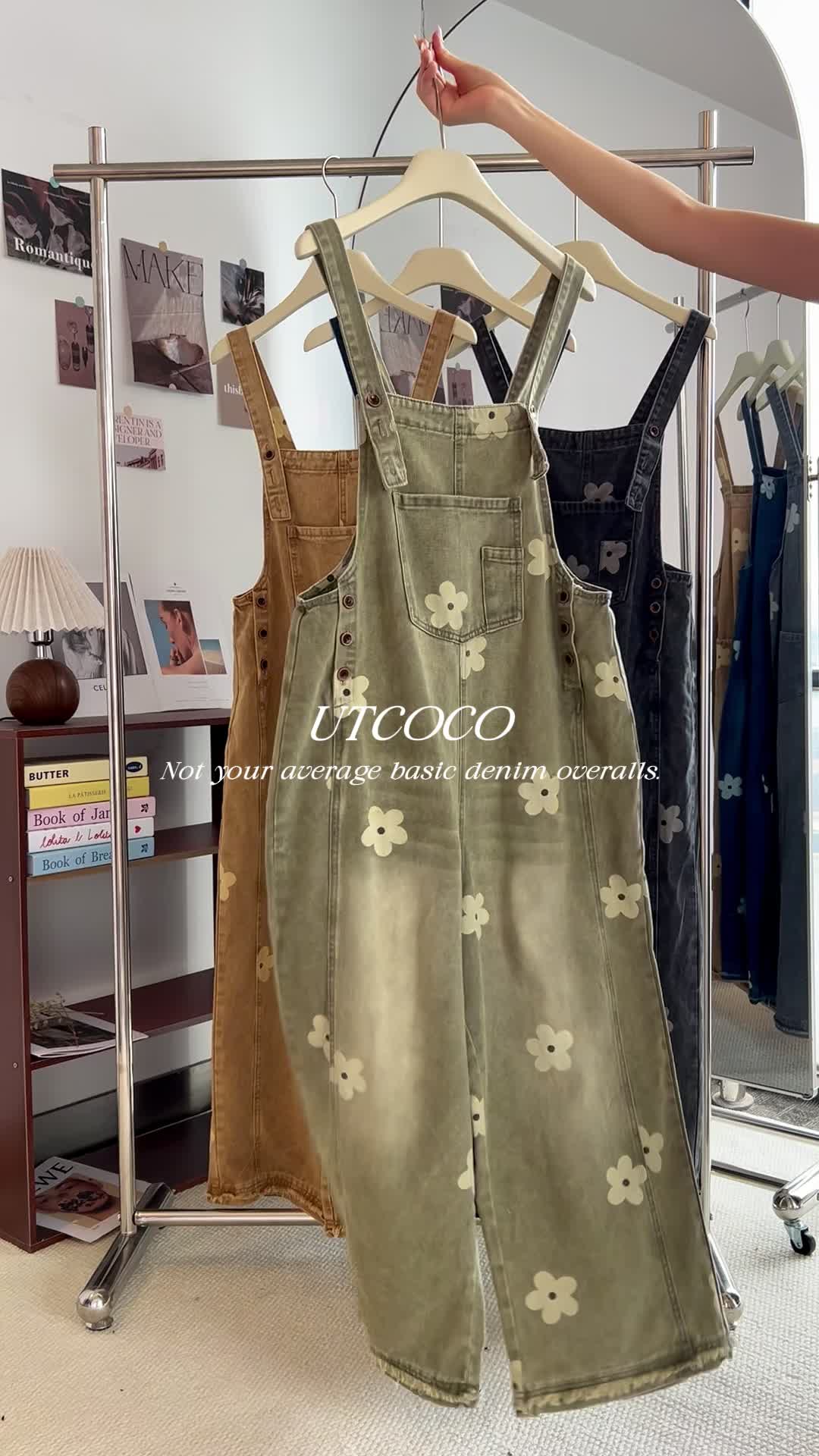 Azuria Everyday Floral Denim Overalls