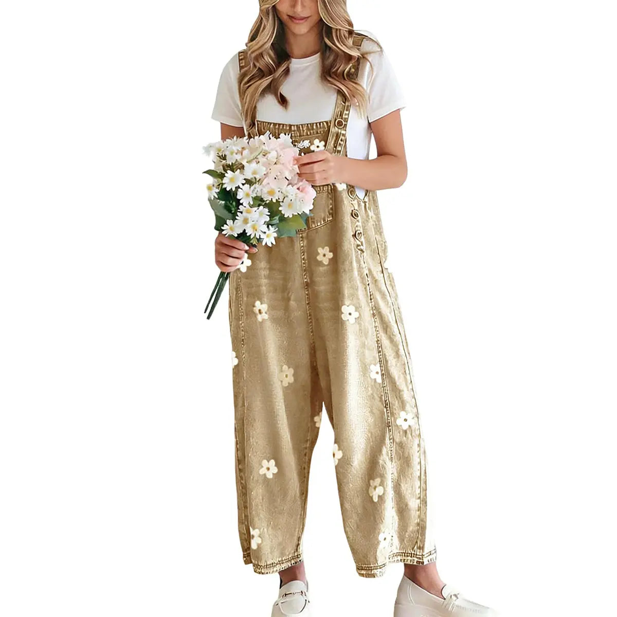 Azuria Everyday Floral Denim Overalls