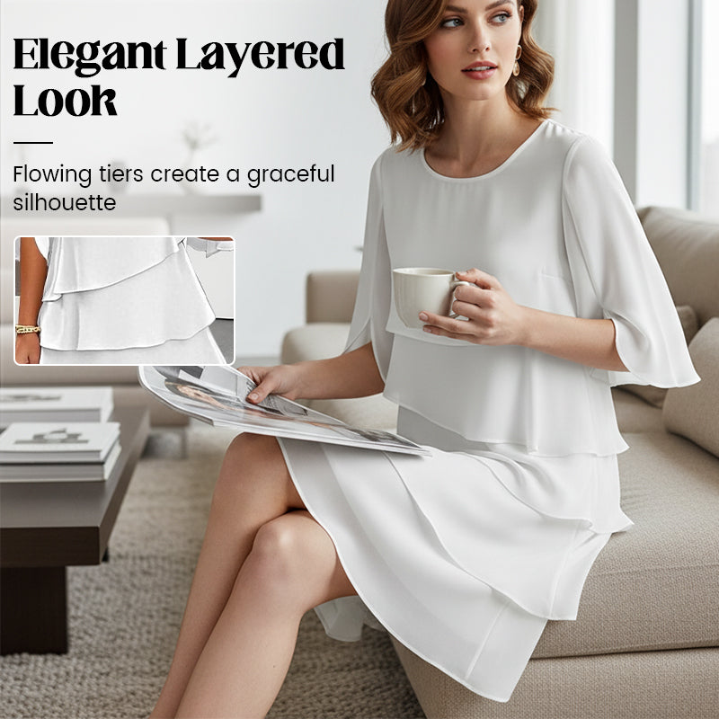 🌞Frühlingserwachen: 50% Rabatt!👗Elegantes Damenkleid mit Rüschenärmeln & Lagen-Design: Bequem, pflegeleicht & vielseitig für jeden Anlass